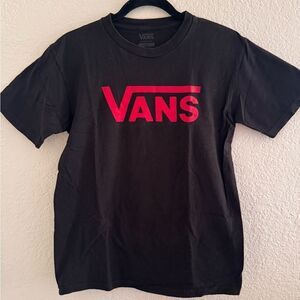 Vans Kids Black T-Shirt with Red Logo
